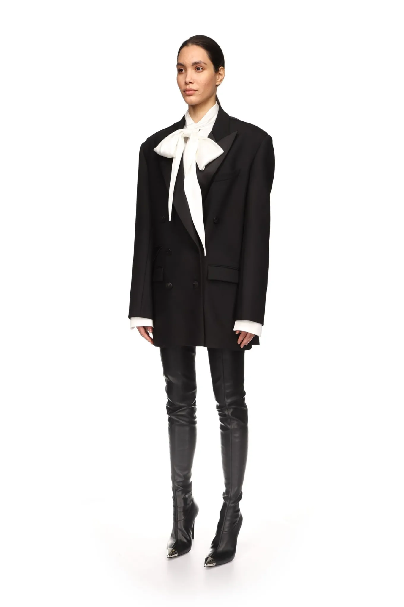 SATIN TAPE DETAIL TAILORED JACKET