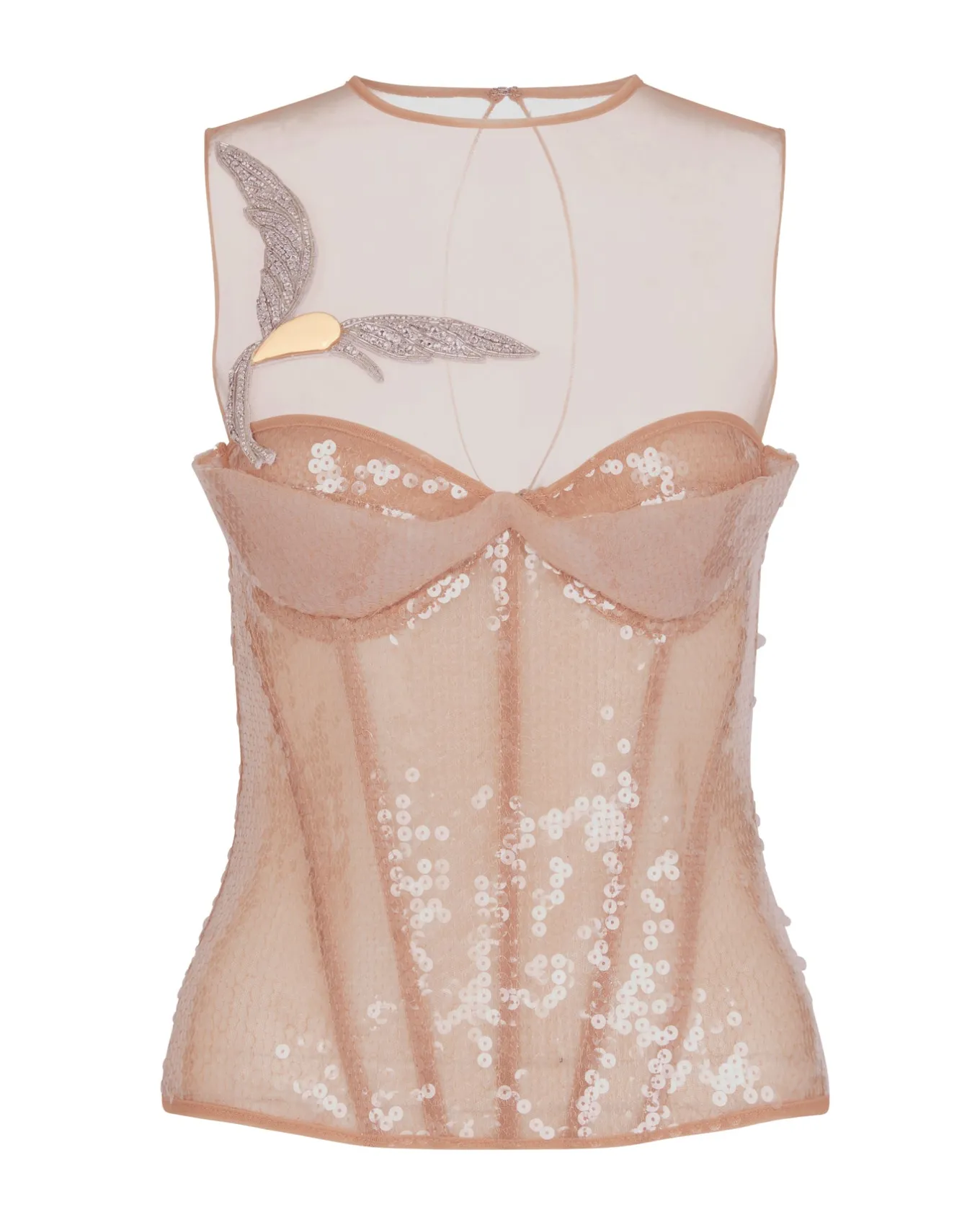 SEQUIN CORSET TOP WITH A CRYSTAL HUMMINGBIRD