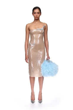 SEQUIN MIDI DRESS WITH CRYSTAL HUMMINGBIRDS