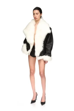 SHEARLING COLLAR BIKER JACKET
