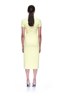 SHORT SLEEVE CRYSTAL HUMMINGBIRD MIDI DRESS