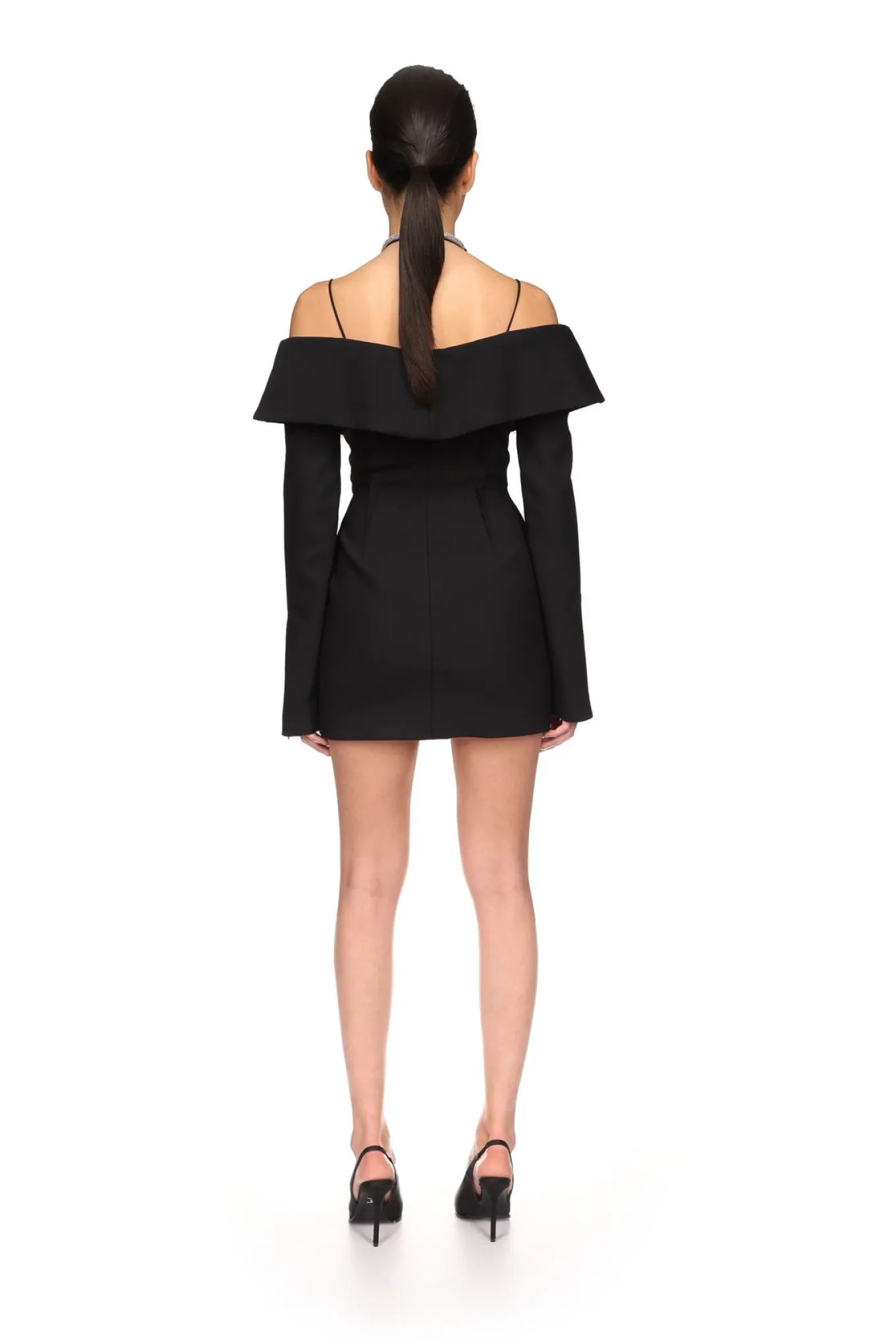 SHOULDER OVERLAY TAILORED MINI DRESS