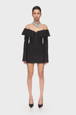 SHOULDER OVERLAY TAILORED MINI DRESS