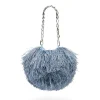SMALL RAFFIA FRINGE TRIM BAG IN BLUE