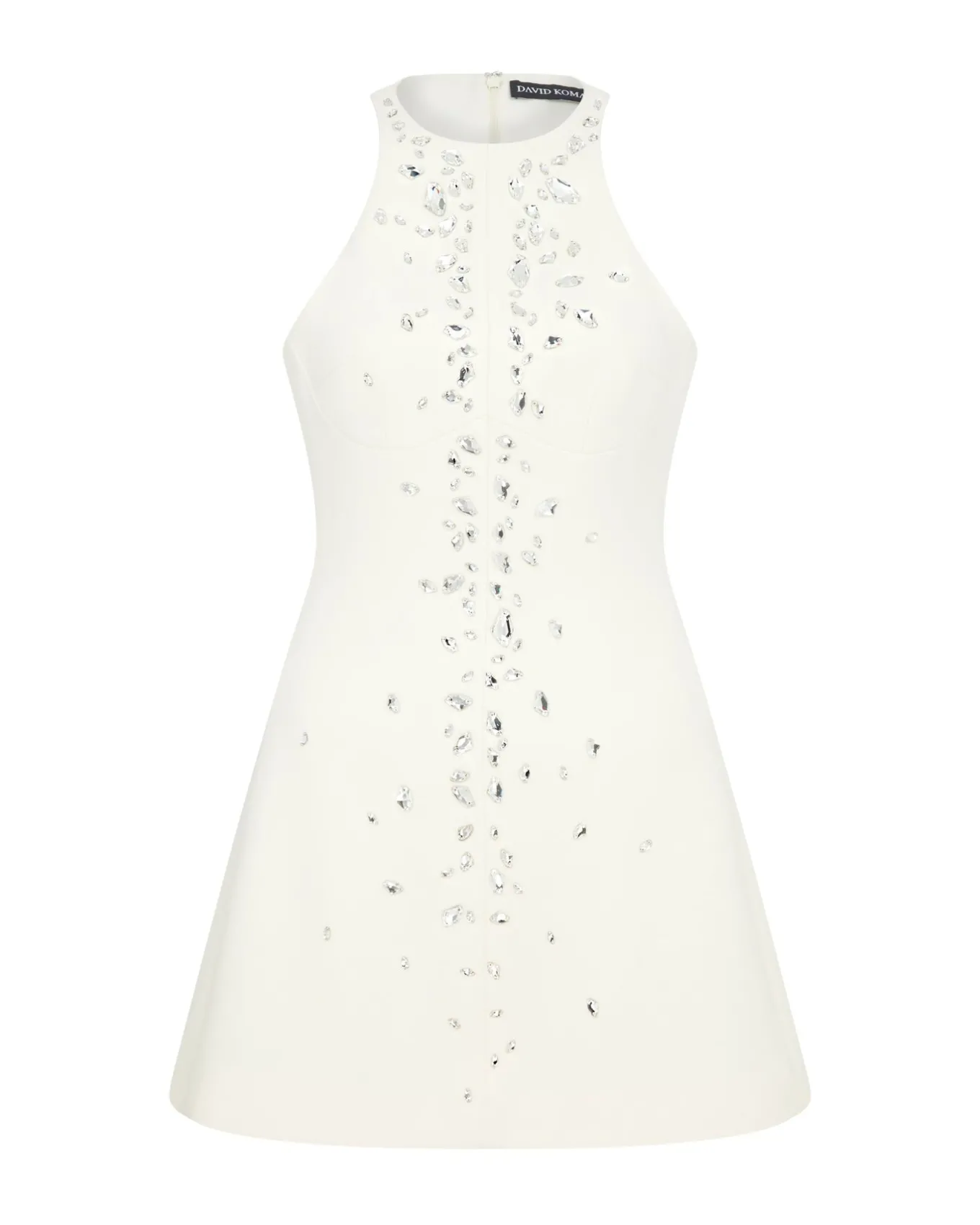 SPECKLED CRYSTAL EMBROIDERY MINI DRESS