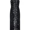 SPECKLED CRYSTAL EMBROIDERY MIDI DRESS