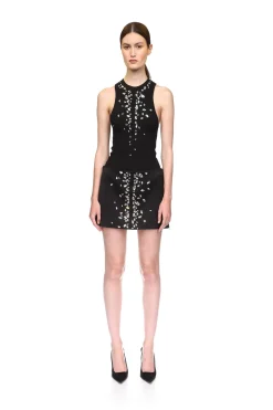SPECKLED CRYSTAL EMBROIDERY MINI SKIRT
