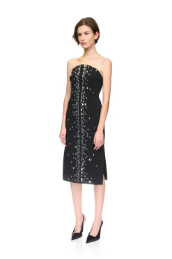 SPECKLED CRYSTAL EMBROIDERY MIDI DRESS