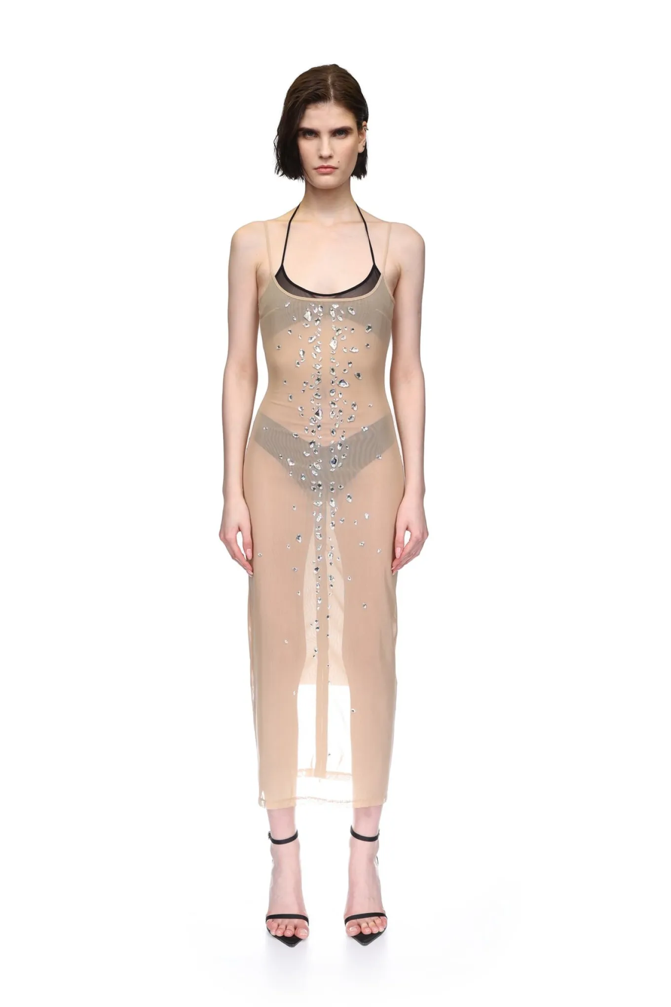 SPECKLED CRYSTALS NAKED MIDI DRESS