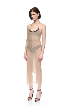 SPECKLED CRYSTALS NAKED MIDI DRESS
