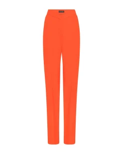 STRAIGHT LEG TAILORED TROUSERS IN ORANGE