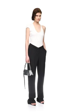 STRAIGHT LEG TAILORED TROUSERS IN BLACK