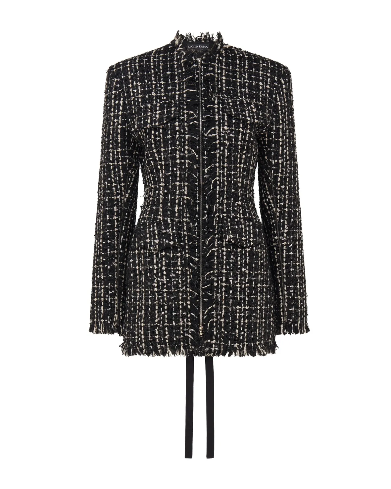 TWEED AND SATIN BOW MINI DRESS
