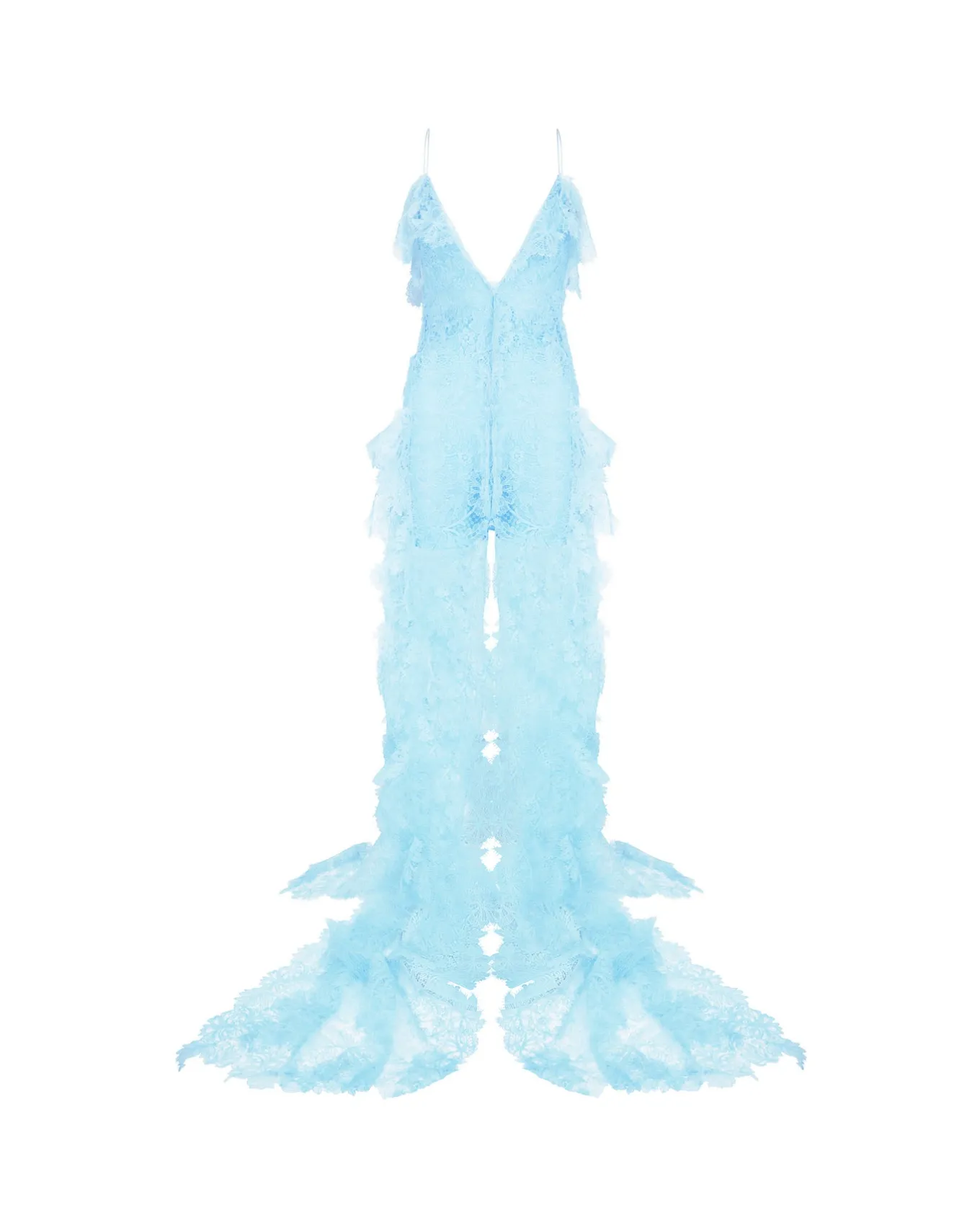 V NECK LACE GOWN