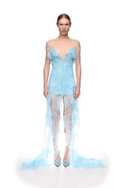 V NECK LACE GOWN
