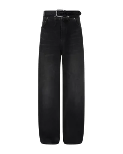 WIDE LEG BELT JEANS