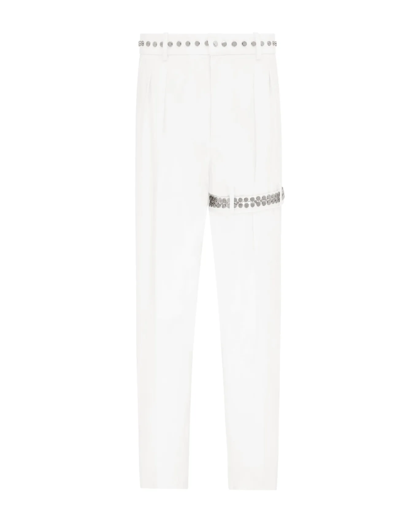 WIDE LEG BOUCLE TROUSERS WITH GARTER