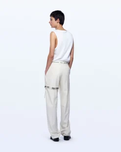 WIDE LEG BOUCLE TROUSERS WITH GARTER
