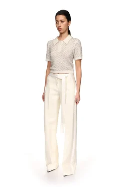 WIDE LEG TROUSERS WITH SATIN BOW DETAIL