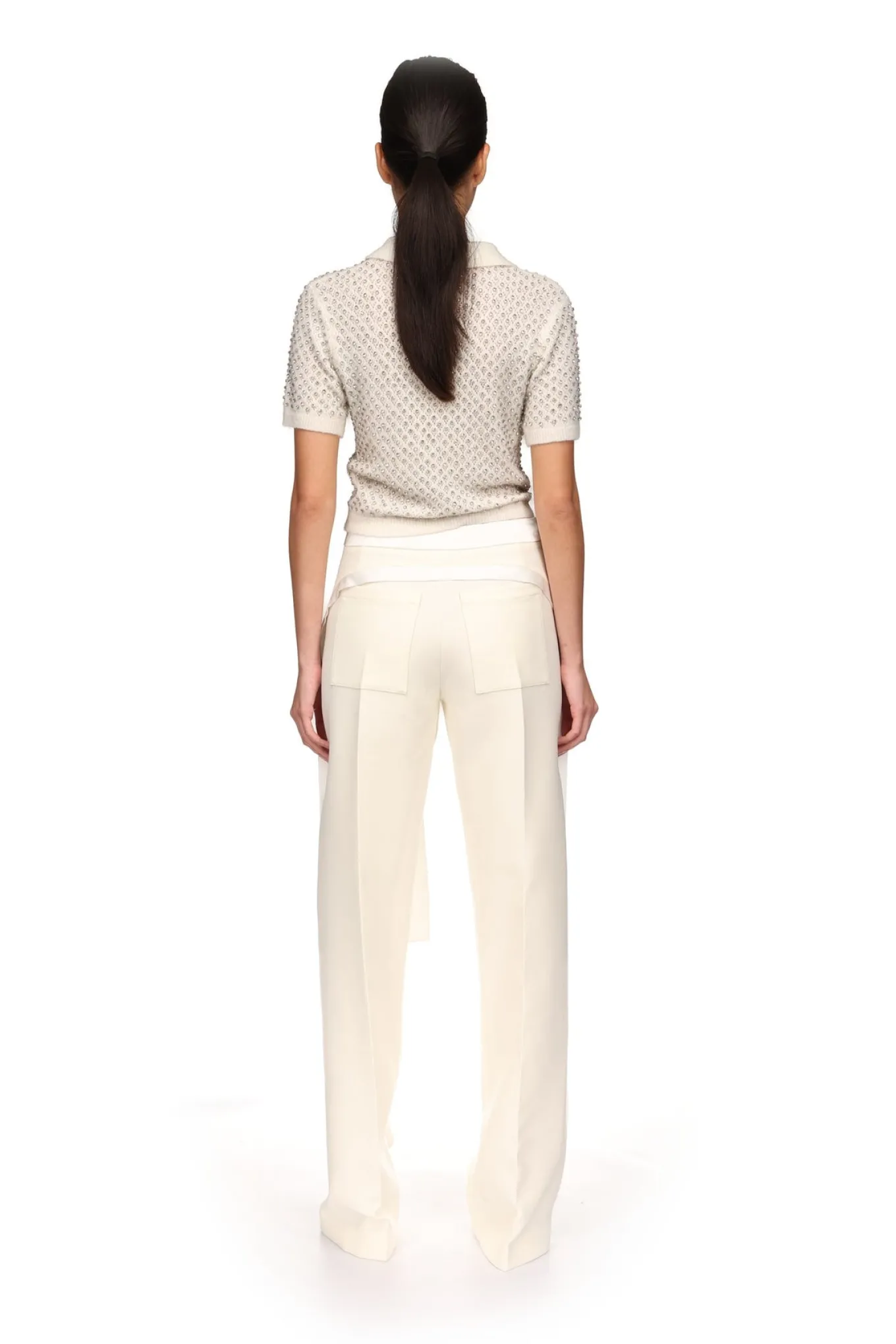 WIDE LEG TROUSERS WITH SATIN BOW DETAIL