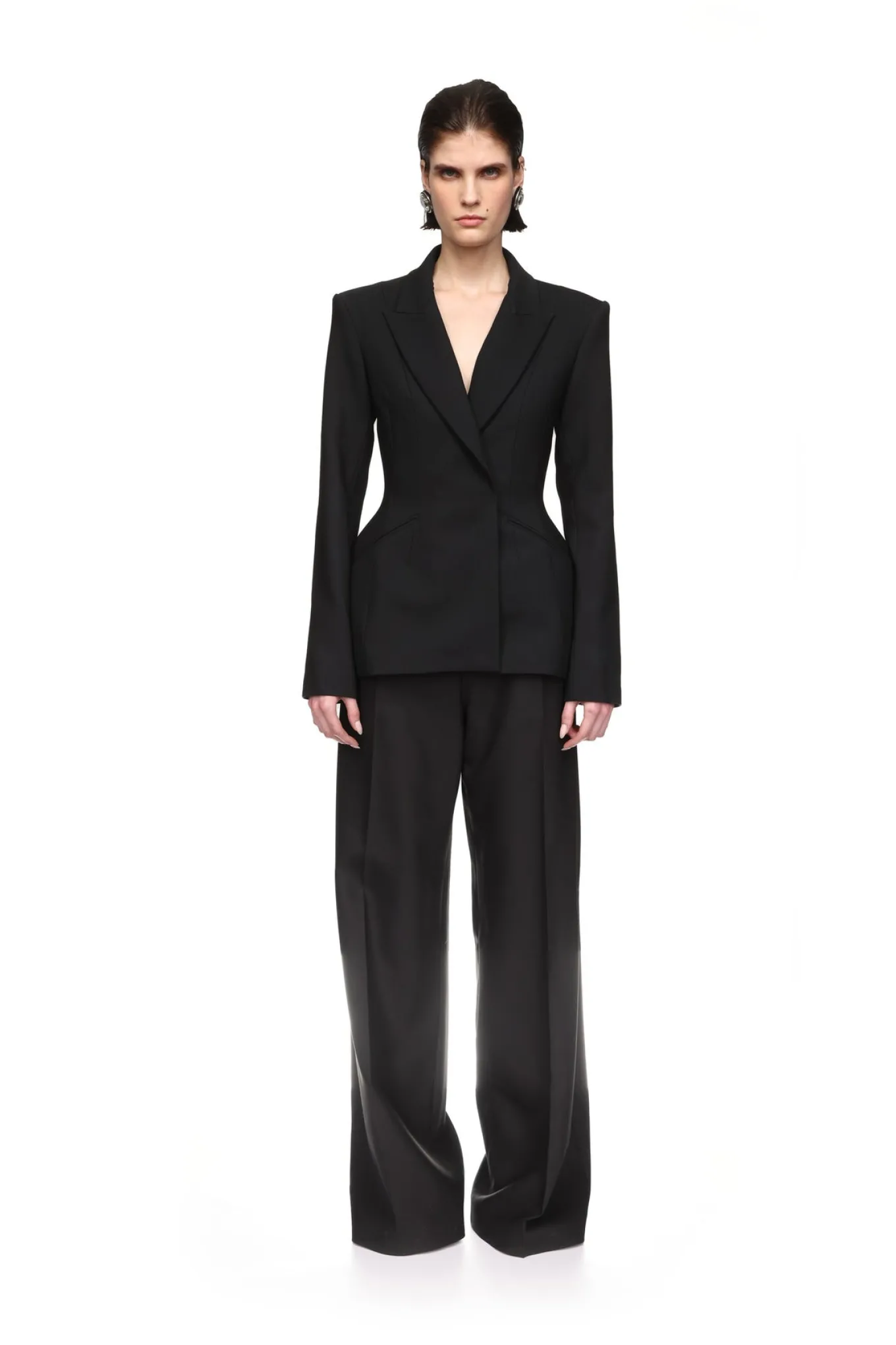 WIDE TAILORED TROUSERS IN BLACK