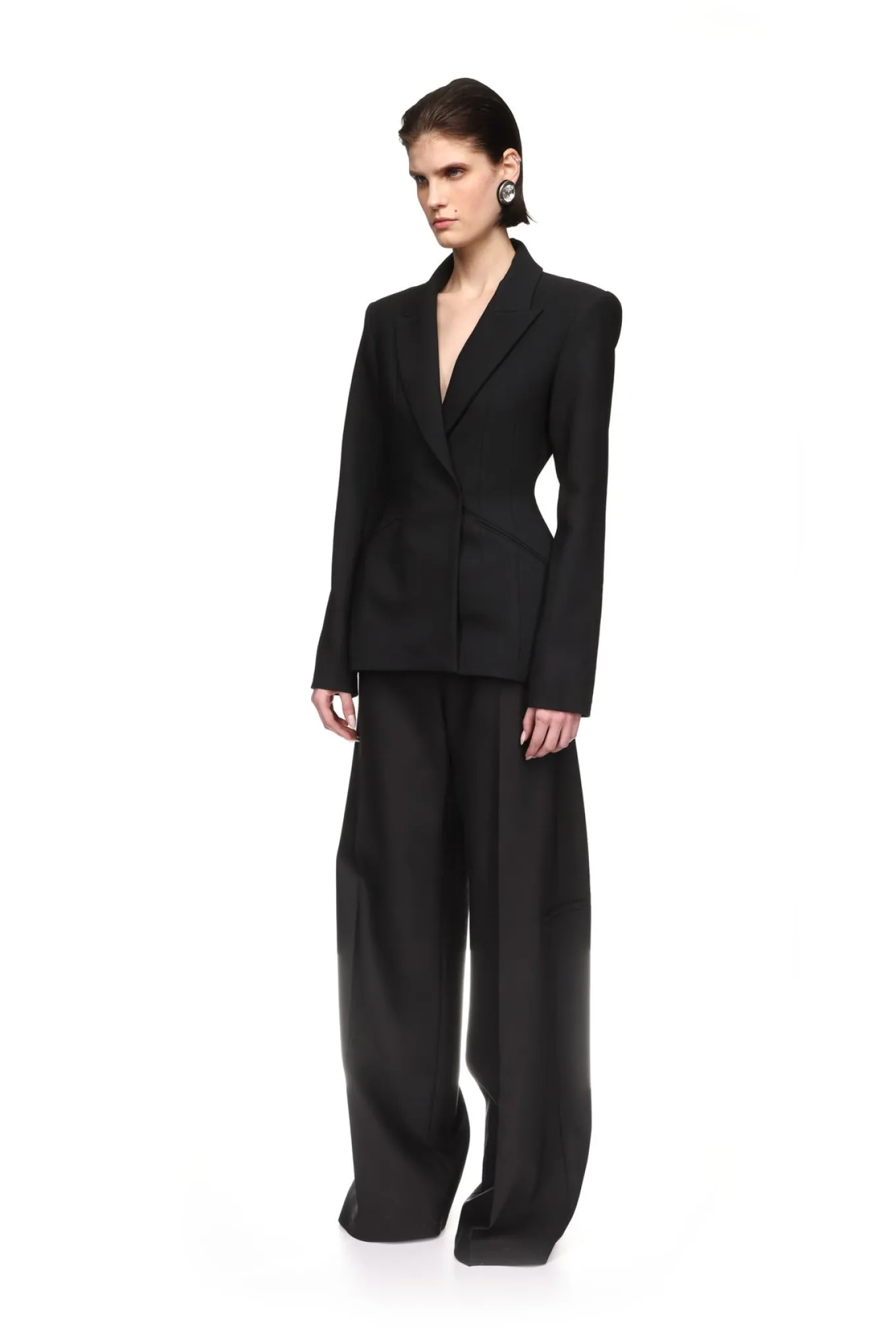WIDE TAILORED TROUSERS IN BLACK