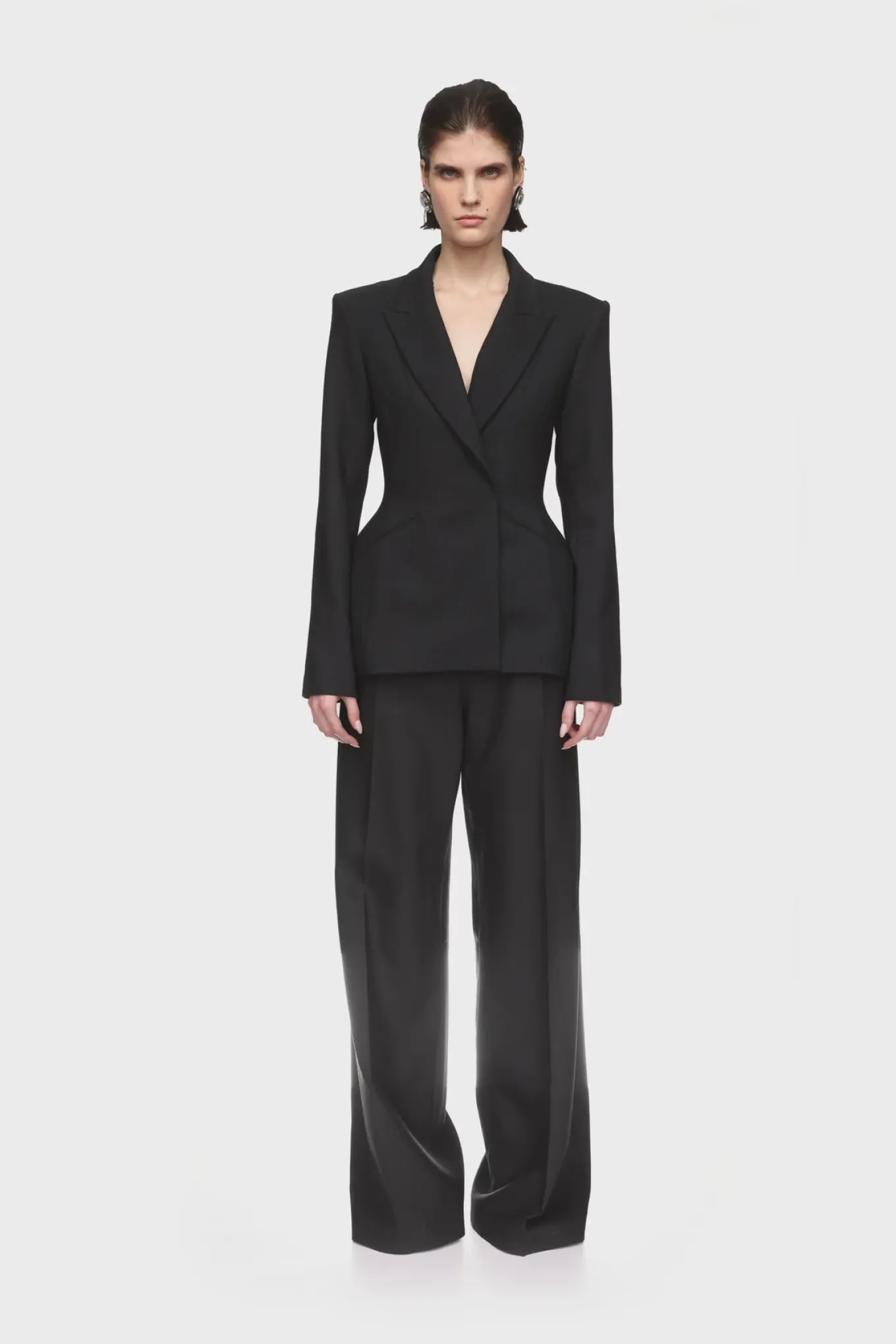 WIDE TAILORED TROUSERS IN BLACK