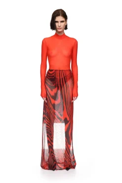ZEBRA PRINT MESH MAXI SKIRT