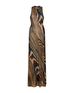 ZEBRA PRINTED MAXI MESH DRESS
