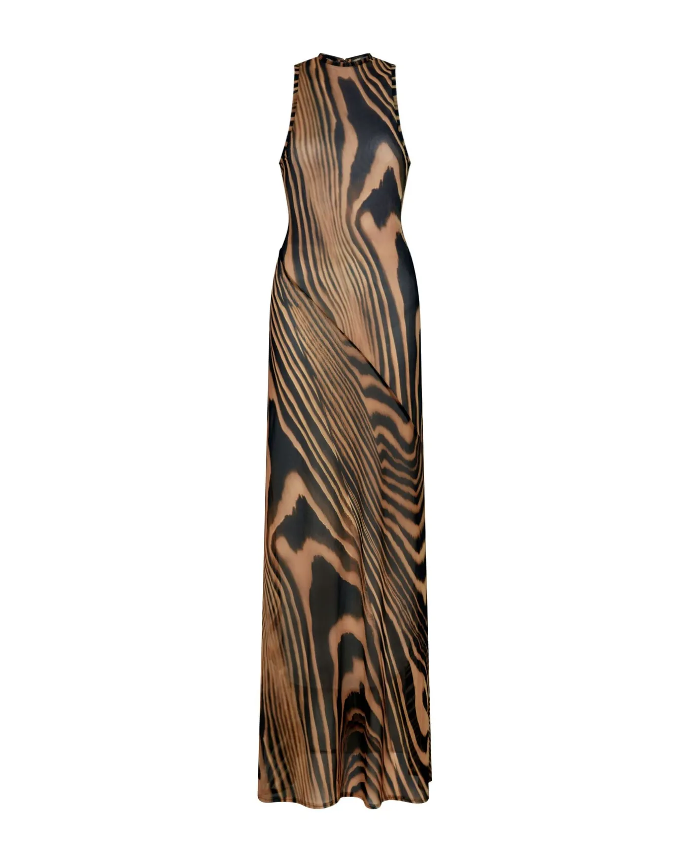 ZEBRA PRINTED MAXI MESH DRESS